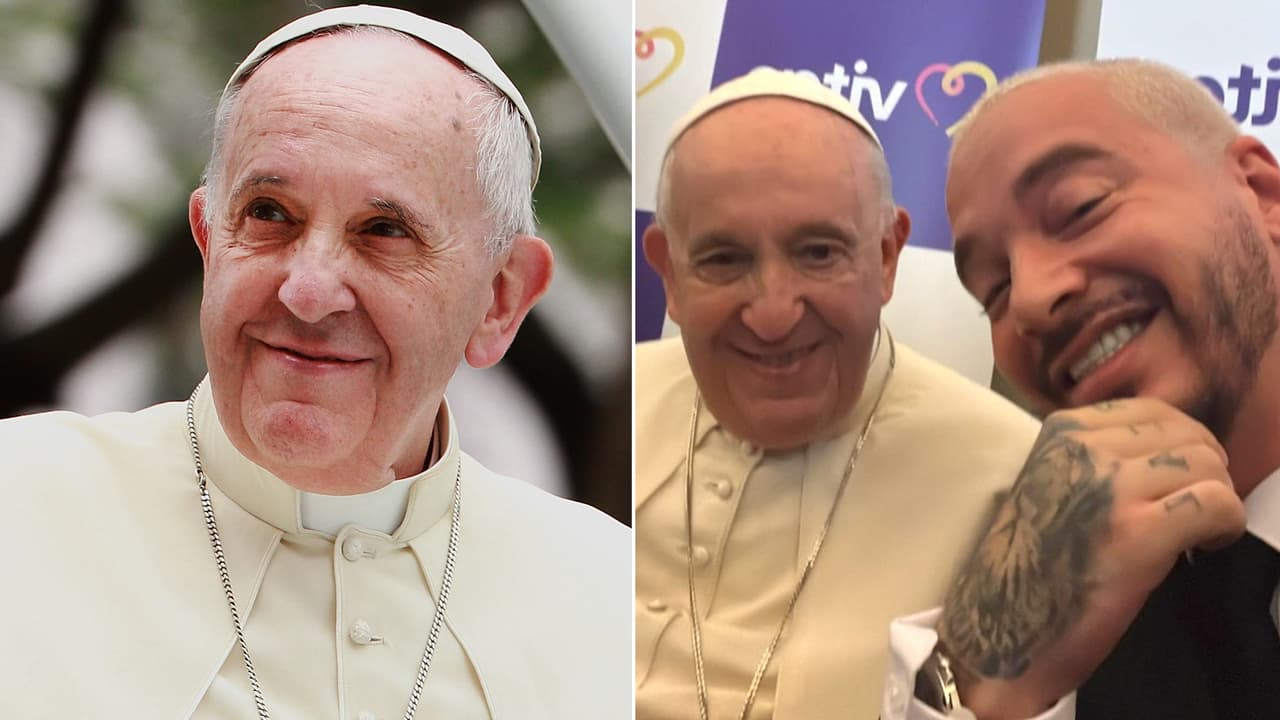 Famosos hispanos con el papa Francisco: la icónica 'selfie' con J Balvin hasta el beso a hija de Salma Hayek