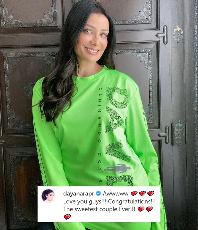 "¡Awww! ¡Los amo chicos! ¡Felicidades! 
<b>La pareja más dulce de todas</b>", escribió la ex Miss Universo.