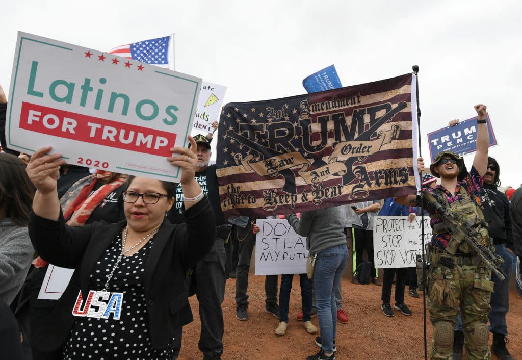 Supporters of President Donald Trump protest outside the Clark County Election Department on November 7, 2020 in North Las Vegas, Nevada.