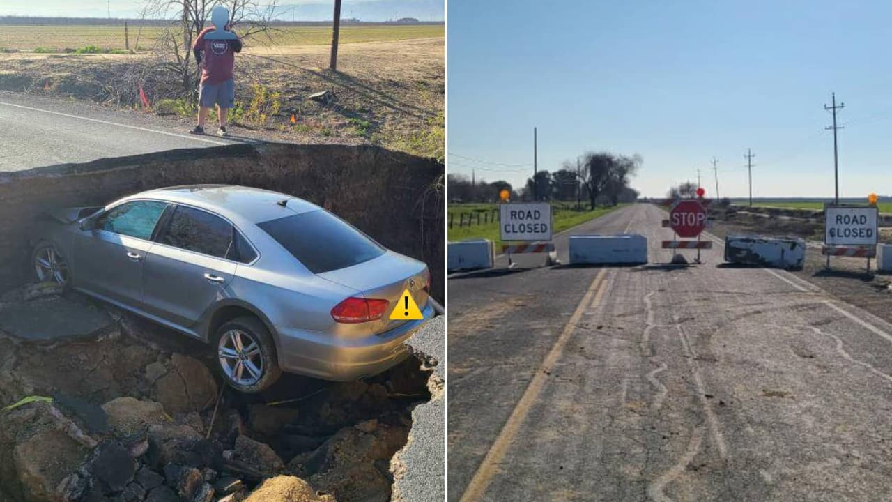 Conductor termina en una enorme zanja por ignorar los señalamientos en Tracy