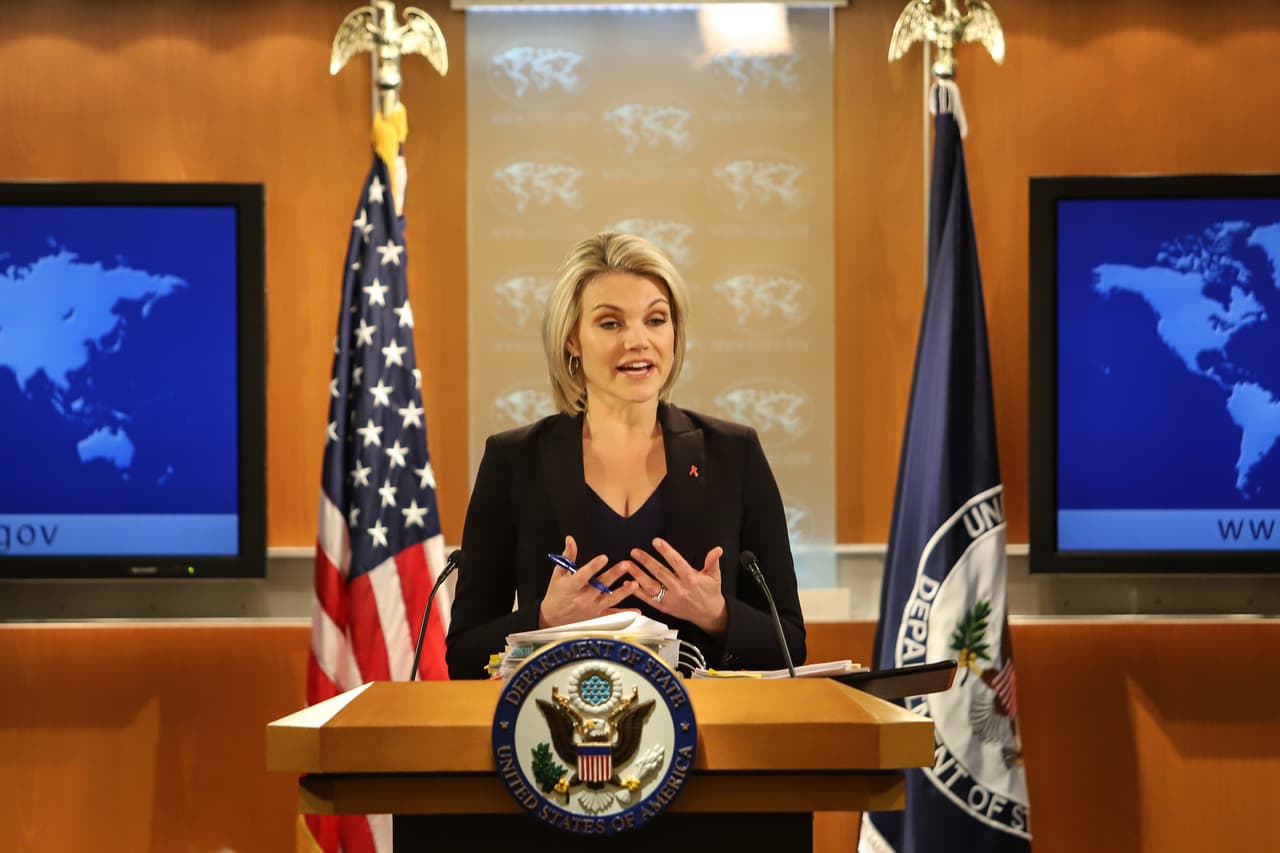 Heather Nauert, la portavoz del Departamento de Estado de Estados Unidos.