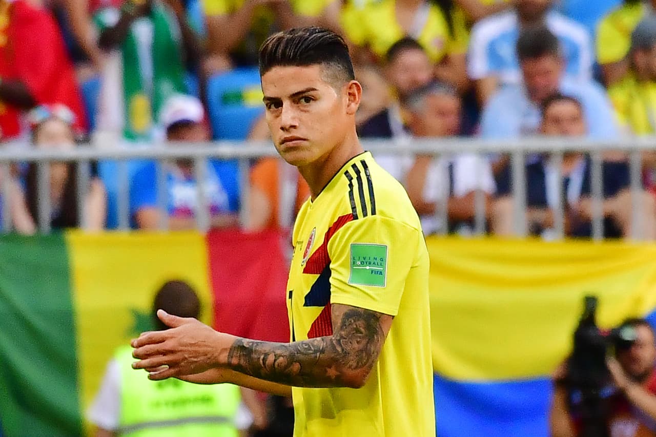 Colombia's midfielder James Rodriguez walks off the pitch after getting injured during the Russia 2018 World Cup Group H football match between Senegal and Colombia at the Samara Arena in Samara on June 28, 2018. (Photo by Luis Acosta / AFP) / RESTRICTED TO EDITORIAL USE - NO MOBILE PUSH ALERTS/DOWNLOADS (Photo credit should read LUIS ACOSTA/AFP/Getty Images)