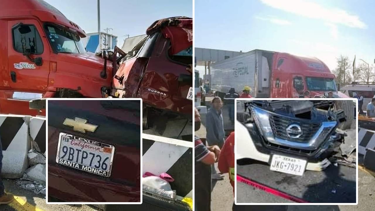 Las placas de Estados Unidos de dos de los vehículos involucrados en un accidente en la Carretera 57 en México.