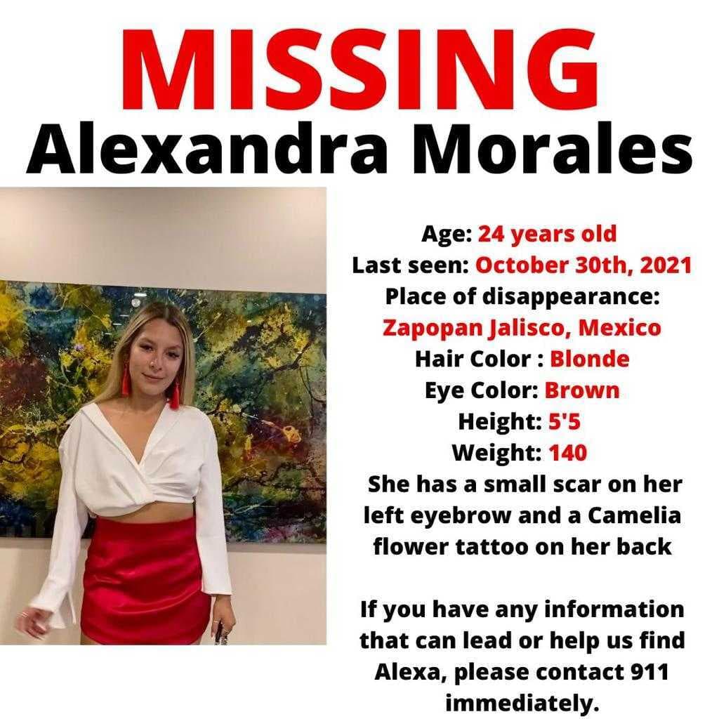 Fue reportada como desaparecida el pasado 30 de octubre. El último lugar donde fue vista fue un concierto en la ciudad de Guadalajara en Jalisco, México.