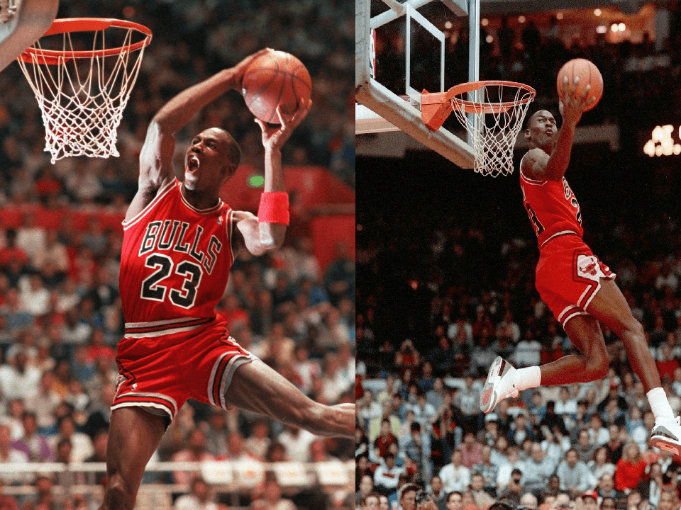 Jordan tuvo dos momentos en estos concursos, en 1987 y 1988. En uno de ellos realizó el “Rock the Cradle” y sus tiros fueron desde la linea de tiro libre.