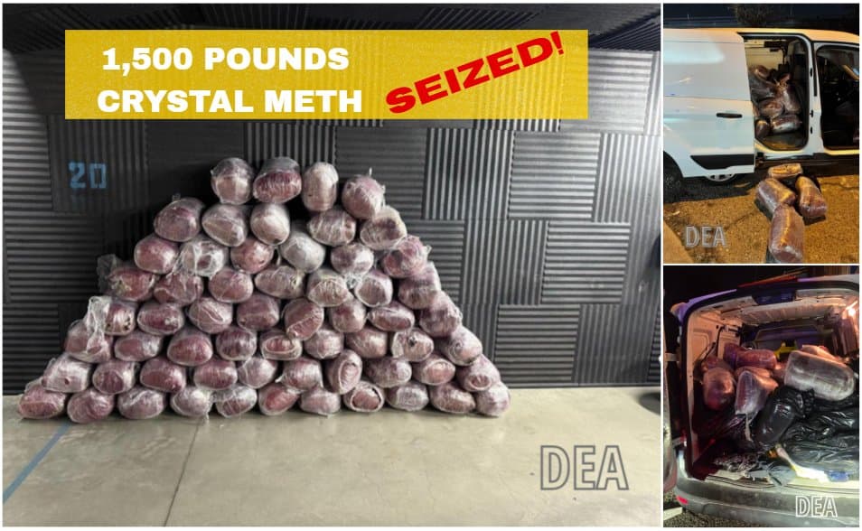 Una coalición de autoridades federales y locales incautó 1,500 libras de metanfetamina en comunidades del sur de California, en una operación conjunta entre la Administración de Control de Drogas (DEA) y departamentos de policía locales.