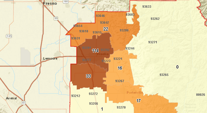 Estos mapas permiten ver número de casos de coronavirus en algunos vecindarios del Valle Central