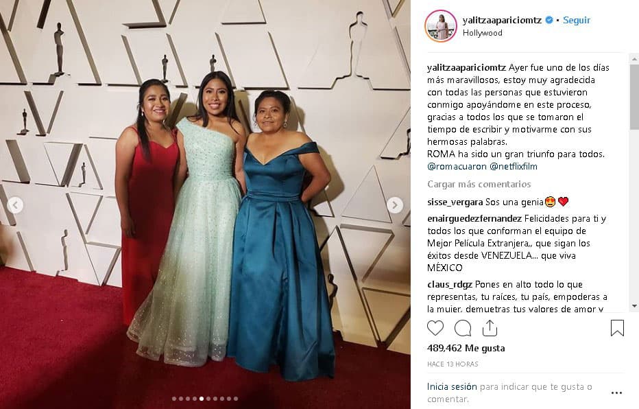 Yalitza Aparicio agradeció el apoyo recibido: “(El domingo) fue uno de los días más maravillosos, estoy muy agradecida con todas las personas que estuvieron conmigo apoyándome en este proceso”.