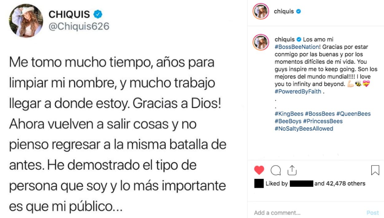 Chiquis Rivera se negó a dignificar la polémica volviendo a contar su versión de los hechos. La artista y empresaria hizo uso de sus redes sociales y compartió este mensaje, en el que deja claro que
<b><a href="https://www.univision.com/entretenimiento/jenni-rivera-se-equivoco-con-chiquis-admiten-su-mama-y-sus-dos-hermanos-menores">ya pasó bastante tiempo rindiendo cuentas</a></b> sobre el asunto y no piensa "regresar a la misma batalla de antes".