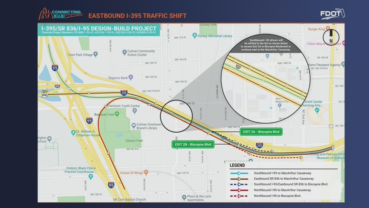 A partir del martes cambia sentido del tráfico en autopista de Miami