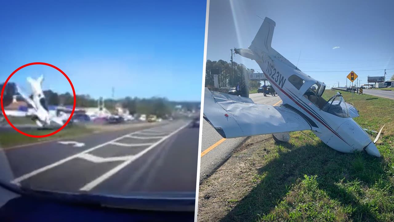 Así quedó grabada la caída de una avioneta en una de las vías más transitadas en Atlanta
