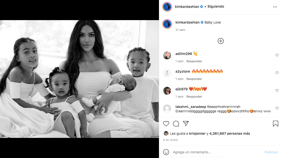 Tras el nacimiento de Saint, Kim y Kanye decidieron tener sus otros dos hijos. Chicago y Psalm, bajo el método de la gestación subrogada.