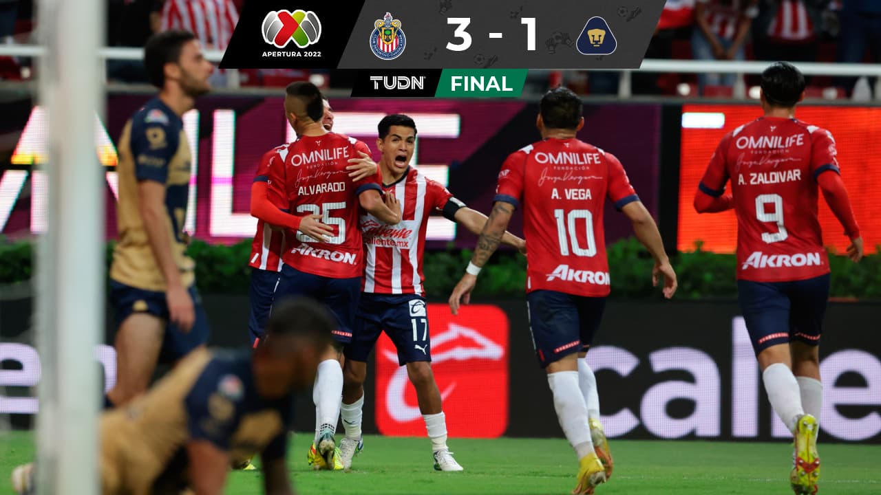 Chivas celebró de esta forma el tercer gol, el del triunfo, frente a Pumas para hilvanar su tercera victoria en el Apertura 2022.