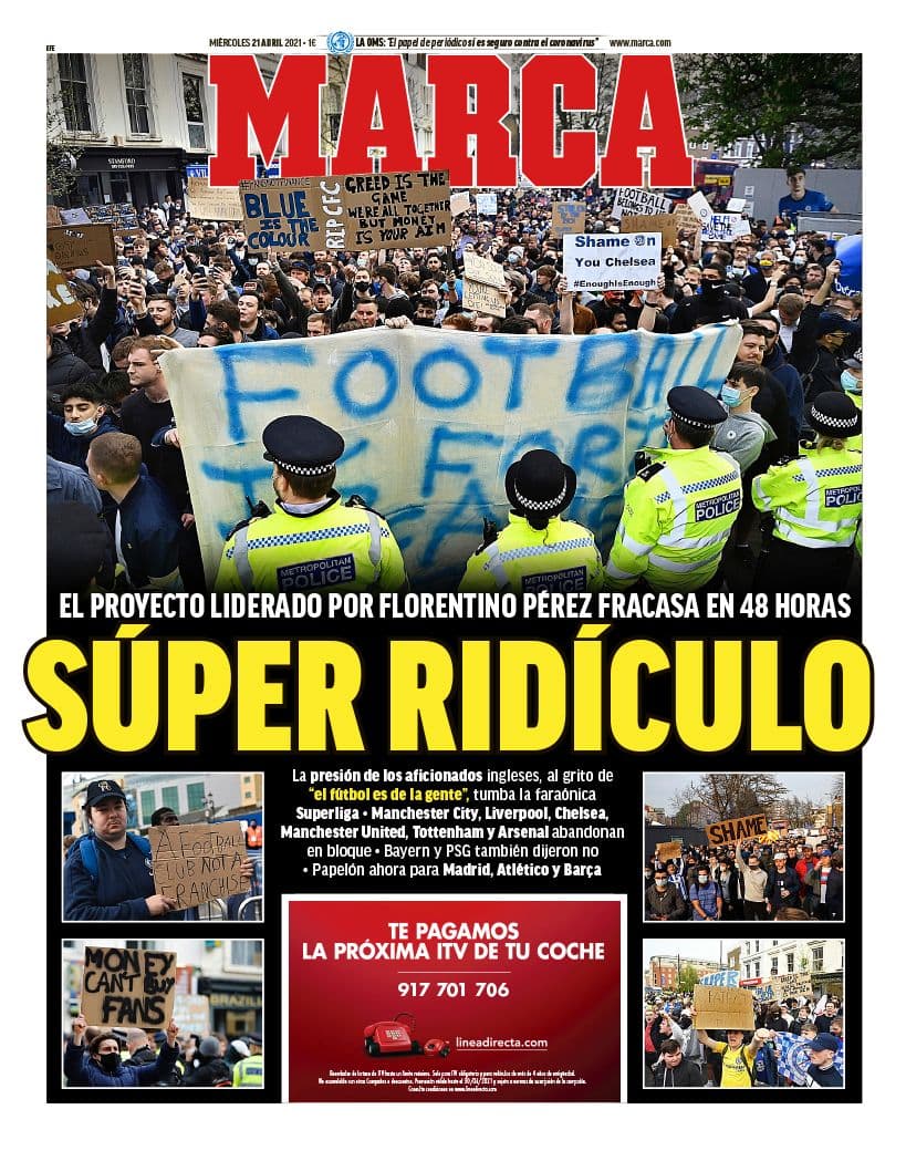 Tras varias horas de incertidumbre en el futbol europeo, el día de hoy se ha hecho oficial la suspensión del proyecto de la Superliga europea.