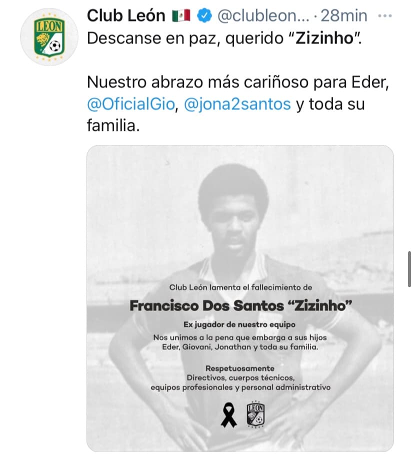 Las redes sociales se inundan con mensajes de apoyo y de pésame hacia la familia Dos Santos tras el fallecimiento de Geraldo Francisco dos Santos.
