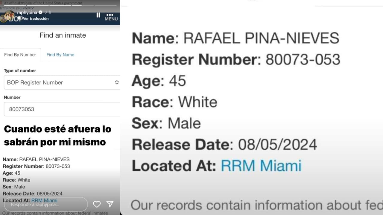 Raphy Pina confirmó que está en una prisión en Miami.