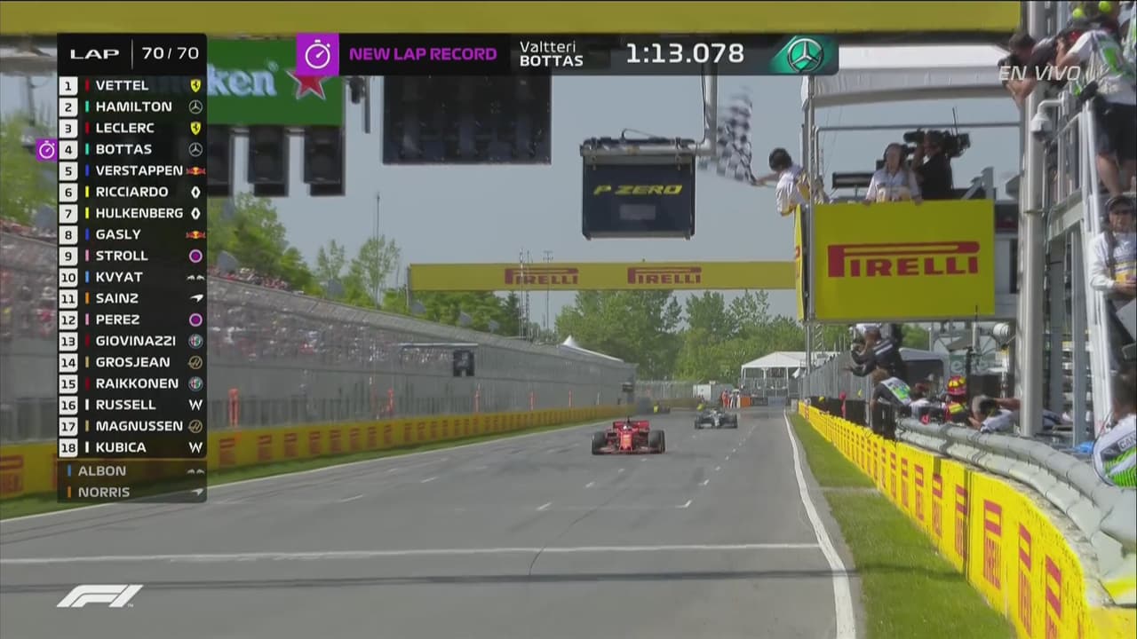 Vettel cruza la meta primero, pero Hamilton es el ganador del GP de Canadá