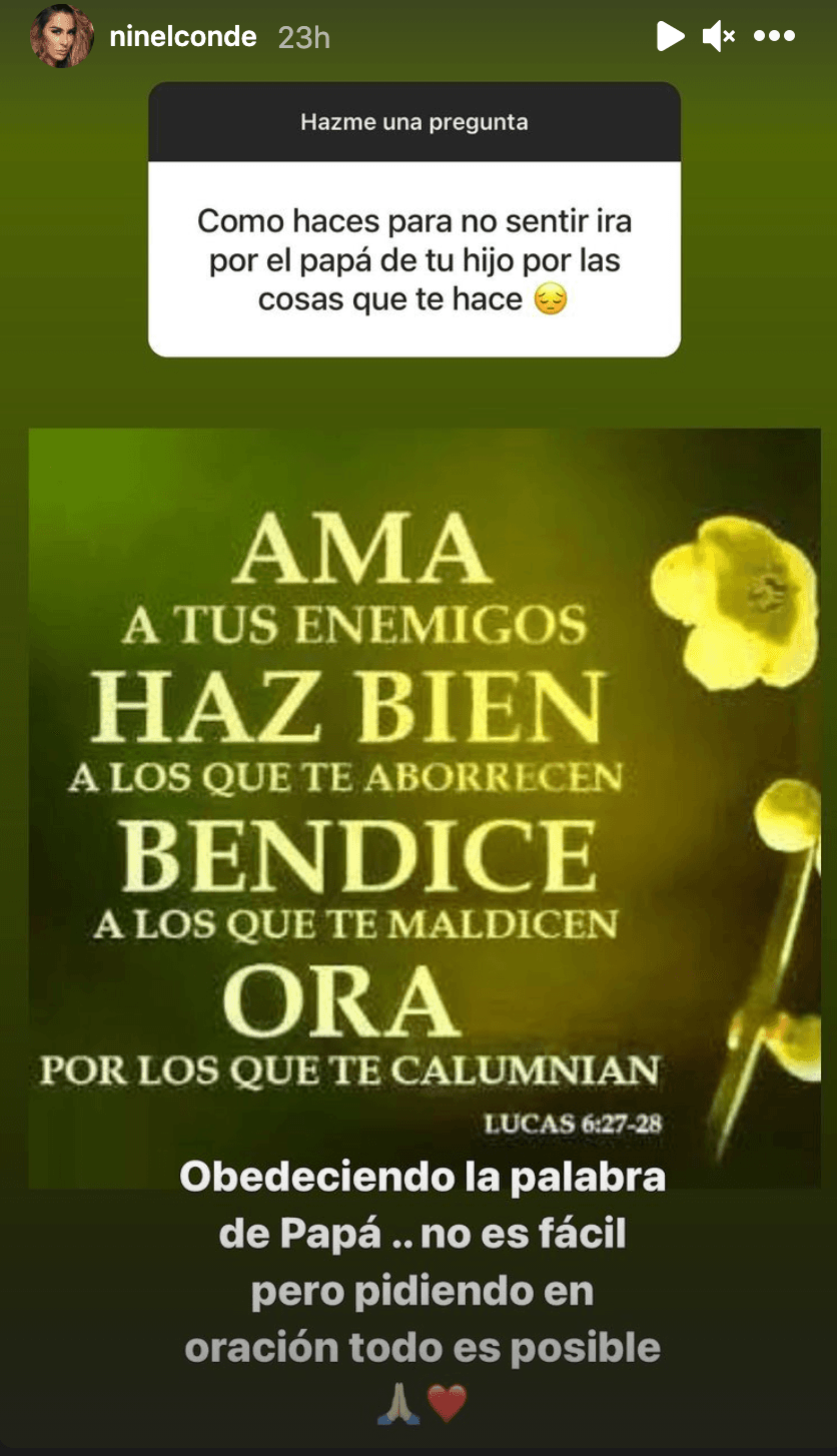 Confesó que "no es fácil", pero pide en oración por su ex pareja, Giovanni Medina, con quien se enfrenta en los tribunales por la custodia del pequeño Emmanuel.