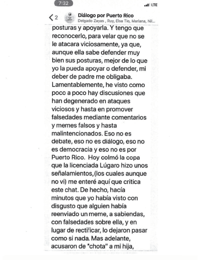 Todos los miemmbros del chat son del Partido Popular Democrático (PPD)