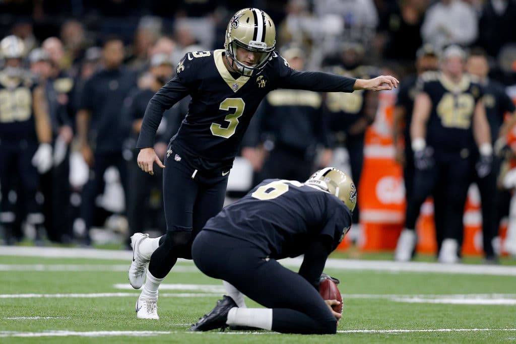 Will Lutz es el único pateador de los Saints en intentar un gol de campo de 50 o más yardas en estos Playoffs y en general está ahora de 1-3 en Postemporada.