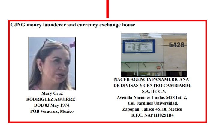 Mary Cruz Rodríguez Aguirre y su agencia de cambio de divisas en Jalisco.