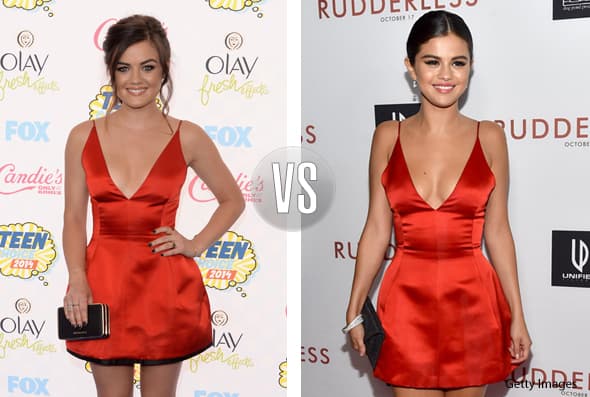 La actriz Lucy Hale tiene el mismo gusto que Selena Gomez. ¡Hasta podríamos decir que son de la misma talla!
