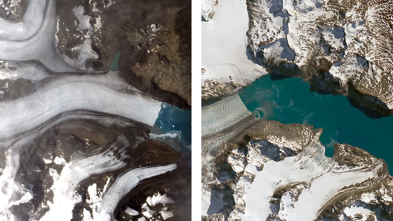 El antes y después de algunos glaciares afectados por el cambio climático (fotografías interactivas)