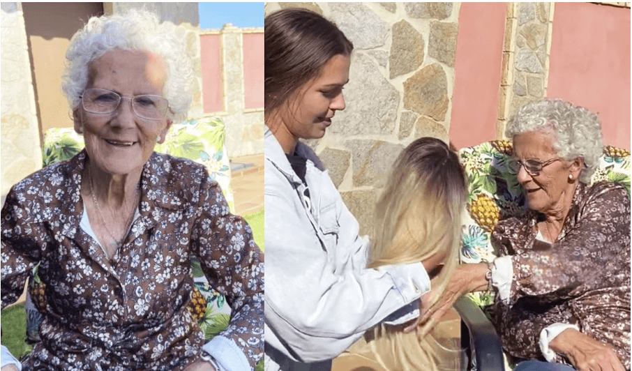 Abuelita quería volver a tener pelo largo: es sorprendida con peluca y su reacción te emocionará