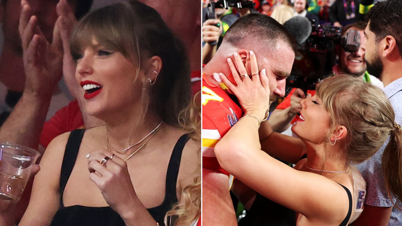 El romántico beso de Taylor Swift a Travis Kelce con el que celebraron su triunfo en el Super Bowl