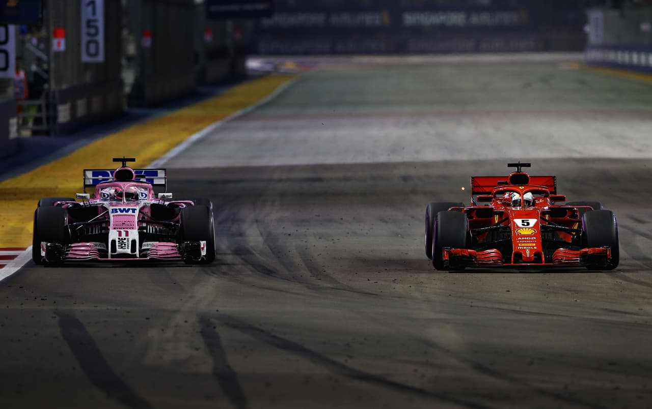 Pérez, que en la vuelta 33 le lanzó el carro a Sirotkin, pasó del puesto sexto al 16 en la competencia disputada en Singapur.