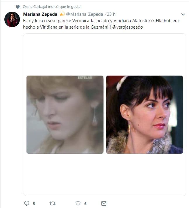 El jueves 24 de enero, con un mensaje en Twitter y dos fotografías se comparó el parecido de Verónica Jaspeado con la desaparecida actriz.