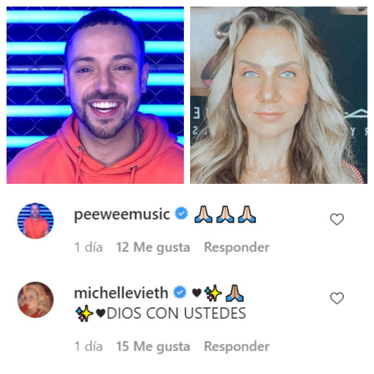 <b>Michelle Vieth</b> y 
<b>Pee Wee</b> también les mandaron buenas vibras y mucho cariño. 
<br>