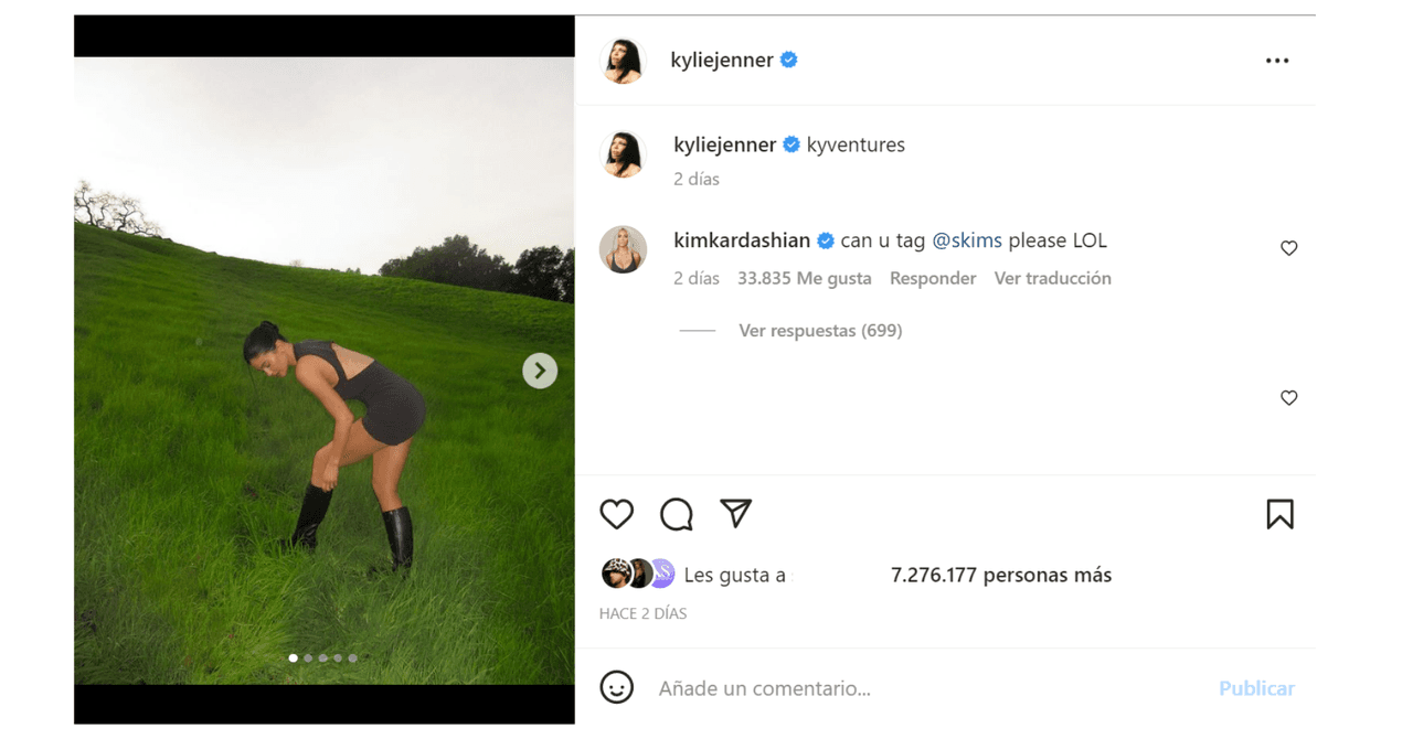 Kim Kardashian le pidió a Kylie Jenner etiquetar a su marca en una publicación