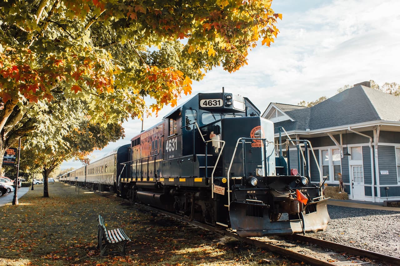 <b><a href="https://brscenic.com/" target="_blank">Blue Ridge Scenic Railway</a></b>: Comenzando en el depósito histórico en el centro de Blue Ridge, Georgia, los pasajeros realizan un viaje de ida y vuelta de cuatro horas y 26 millas a lo largo del río Toccoa a través de la campiña del norte de Georgia.