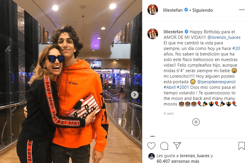 Y sin importar lo grande que esté, para los ojos de La Flaca, Lorenzo nunca dejará de ser su pequeño. “Aunque midas 6’4” serás siempre mi bebé”, comentó al felicitarlo a través de Instagram.