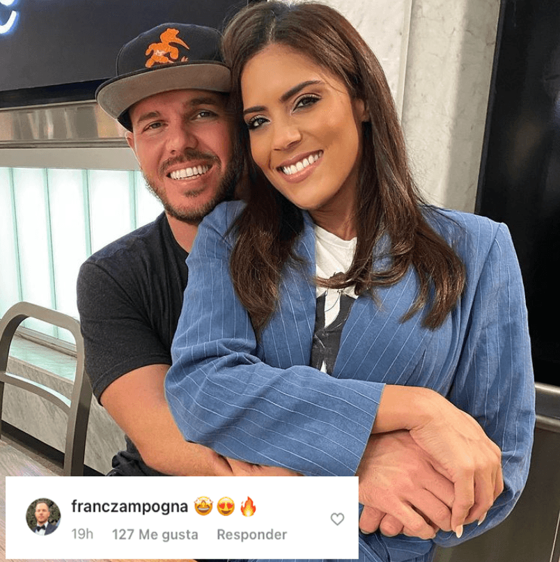 Francesco Zampogna, esposo y padre del hijo de la presentadora, también reaccionó a la fotografía con emojis de enamorado y fuego.