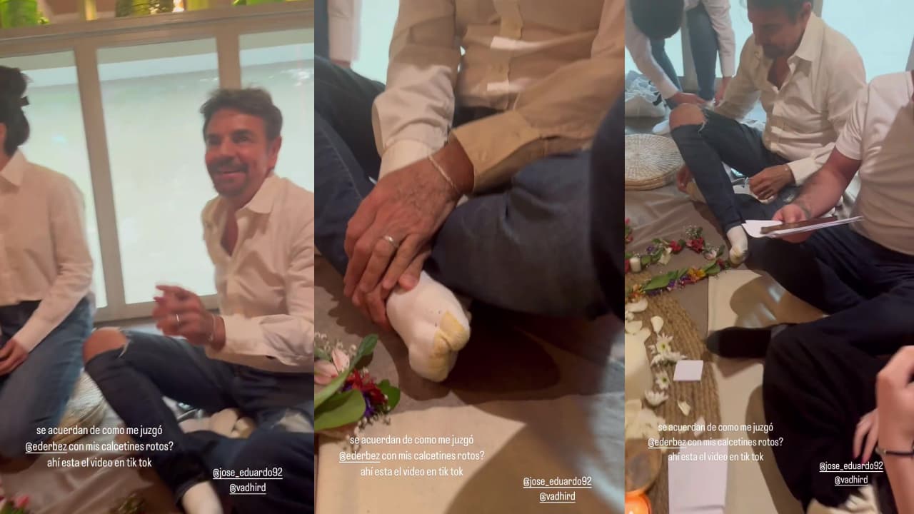 Hijos de Eugenio Derbez se burlan del comediante por su calcetín roto