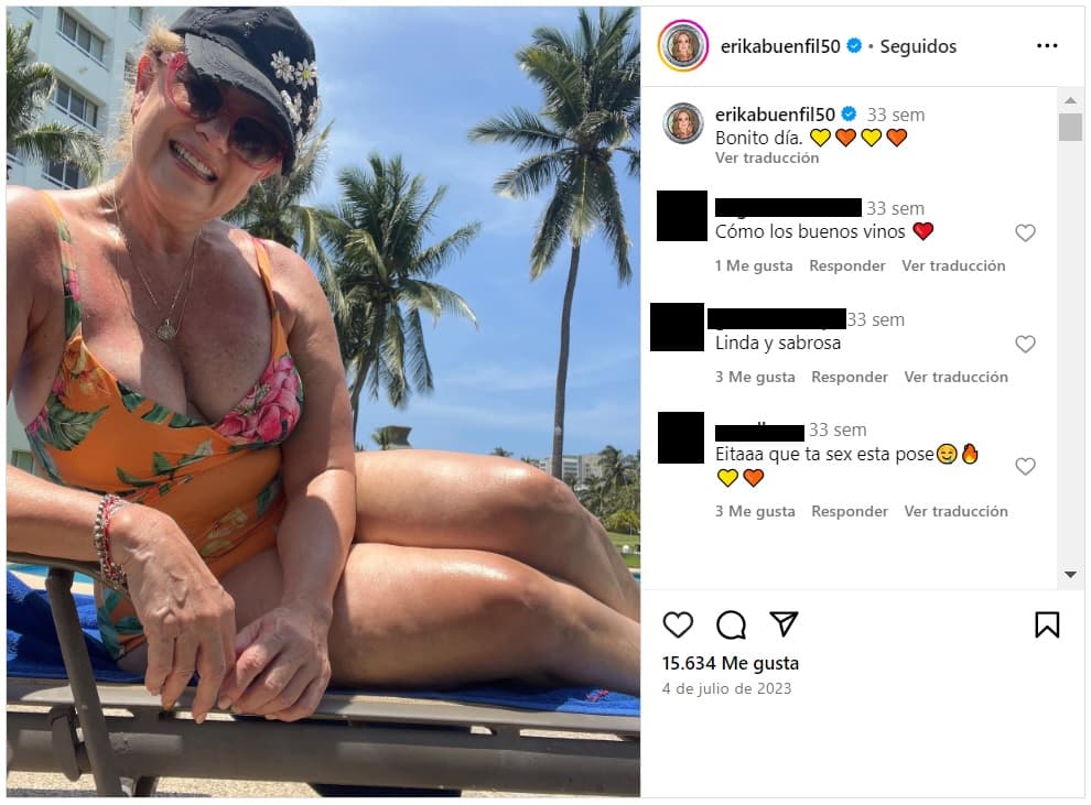 Erika Buenfil se mostró usando traje de baño.