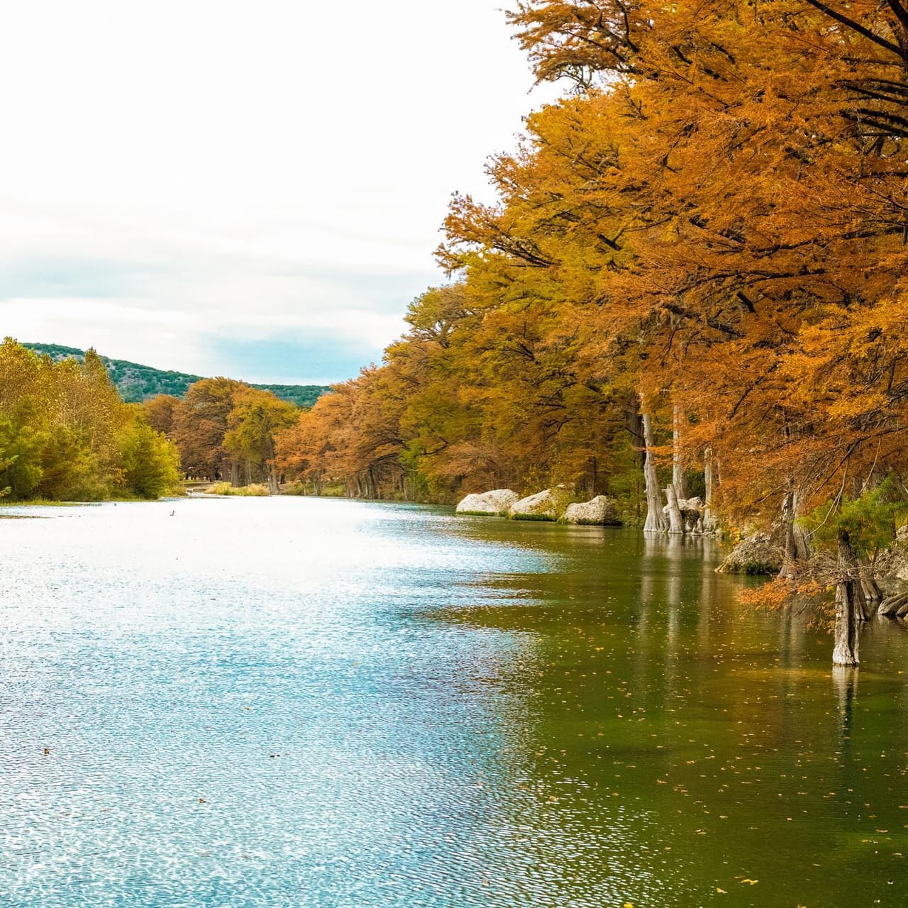 <a href="https://tpwd.texas.gov/state-parks/garner" target="_blank">Garner State Park</a> es un popular parque estatal de Texas por sus hermosos colores durante el otoño.