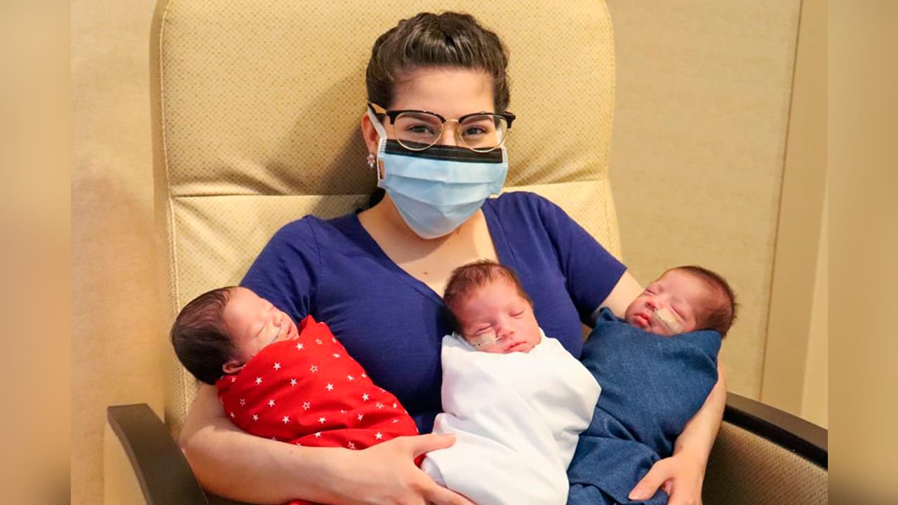La historia de Maggie, una madre de Houston que dio a luz a trillizos sanos tras vencer el coronavirus