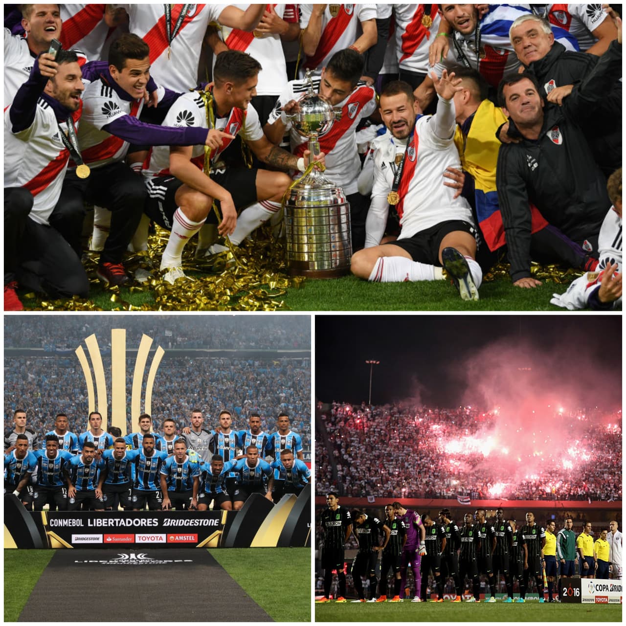 En este momento irían los últimos tres campeones de Copa Libertadores: Atlético Nacional 2016, Gremio 2017 y River Plate 2018.