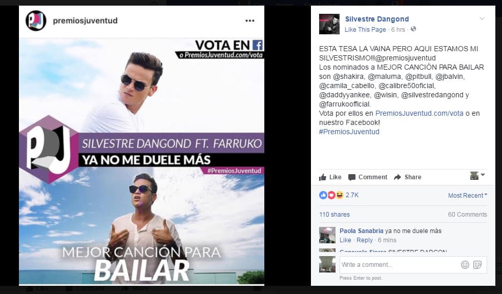 Él mismo promovió la votación y, aunque dijo que sonaba difícil por la competencia, animó a sus seguidores a votar.
