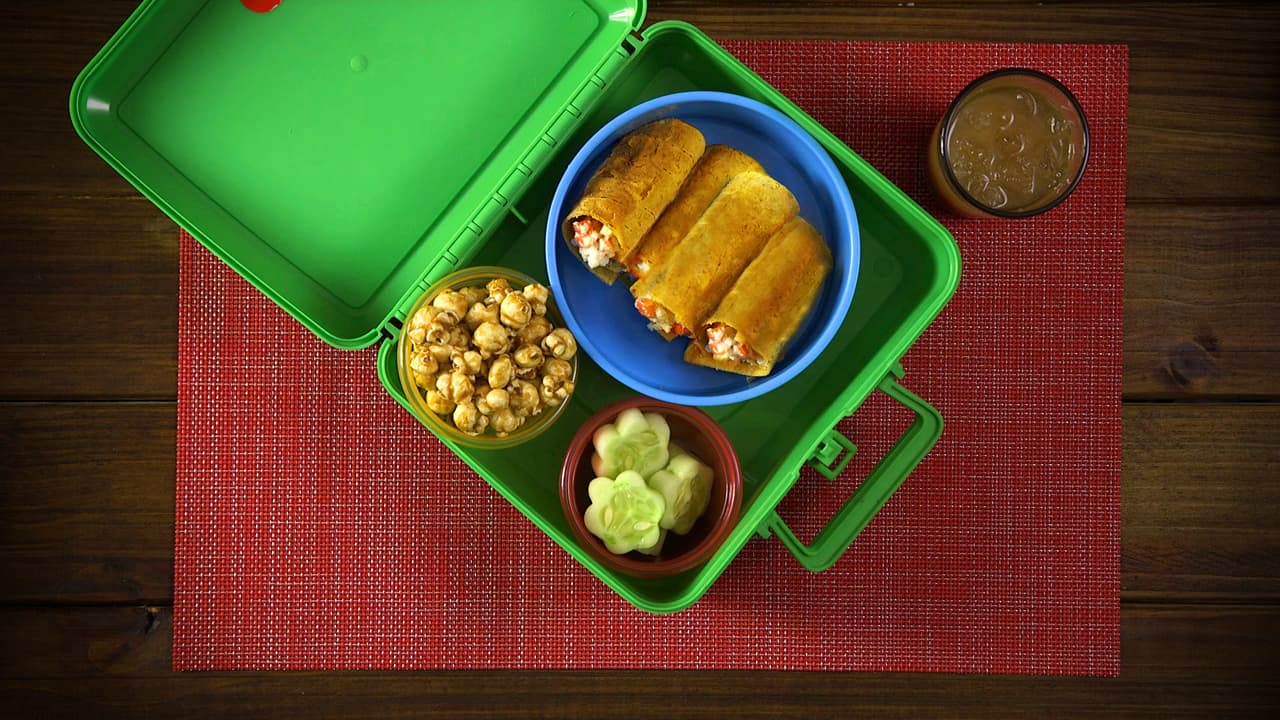 Taquitos dorados de ricotta + caramel popcorn (Día 15)  - Un mes de lunch boxes sanos 