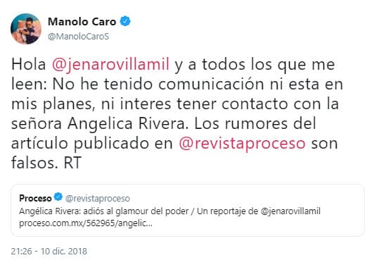Además, el director le envió un mensaje al periodista a través de Twitter.
<br>