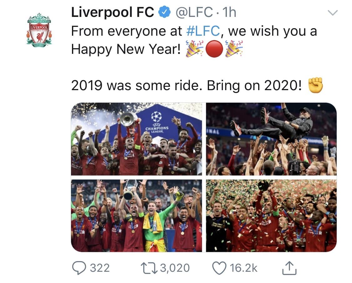 Jugadores entrenadores y clubes desean un gran 2020 a todos sus aficionados.