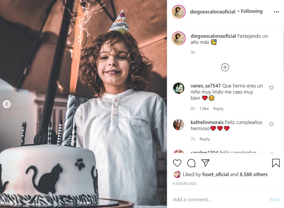 Ahora Diego Escalona es un niño de 11 años. El pasado 17 de septiembre celebró su cumpleaños.