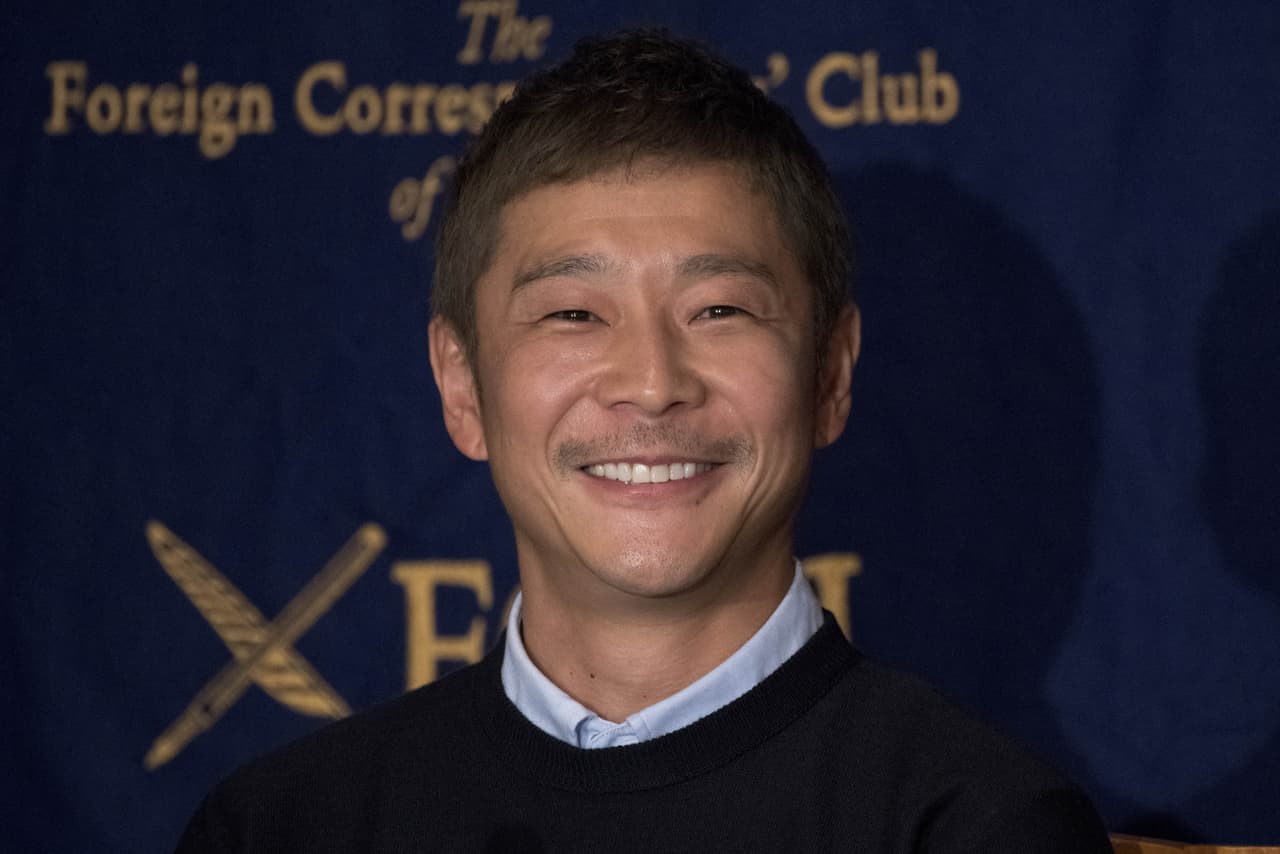 Yusaku Maezawa, entrepreneur and CEO of ZOZOTOWN and SpaceX BFR's first private passenger, speaks during a press conference at the Foreign Correspondents' Club of Japan in Tokyo on October 9, 2018. It was confirmed in September that Maezawa will be the first man to fly around the moon on a SpaceX rocket as early as 2023. (Photo by Alessandro Di Ciommo/NurPhoto via Getty Images)