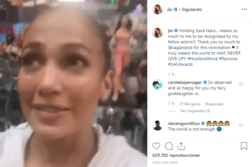 Al enterarse de la noticia, JLo expresó su emoción a través de un video que publicó en Instagram.