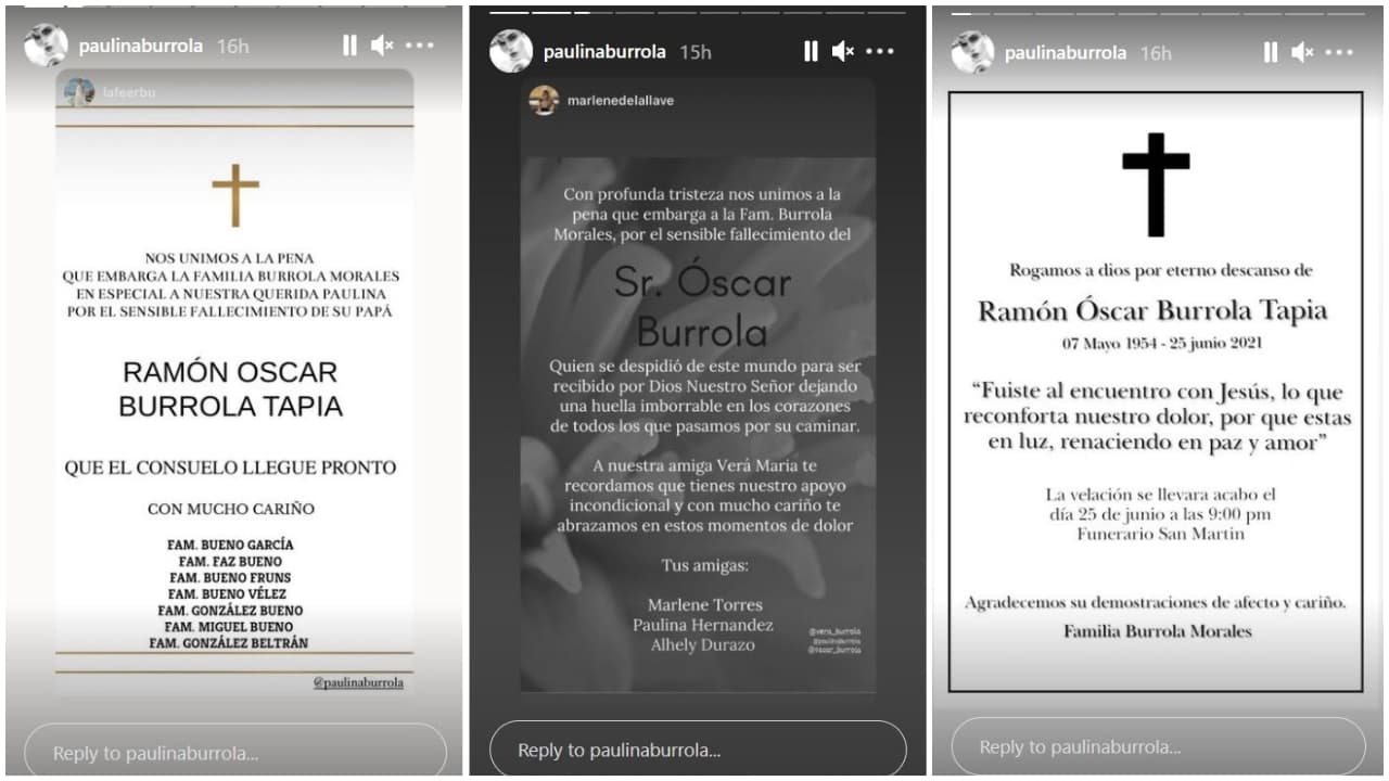 Esquelas de la muerte del suegro de Mauricio Ochmann.