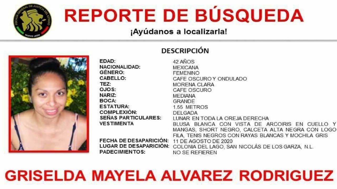 Ficha de búsqueda de Mayela Álvarez.